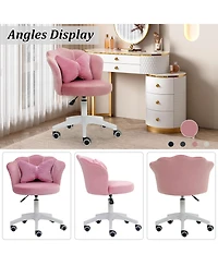 Dyhome Modern Velvet Task Chair 360 Swivel Adjustable Height Office Chair