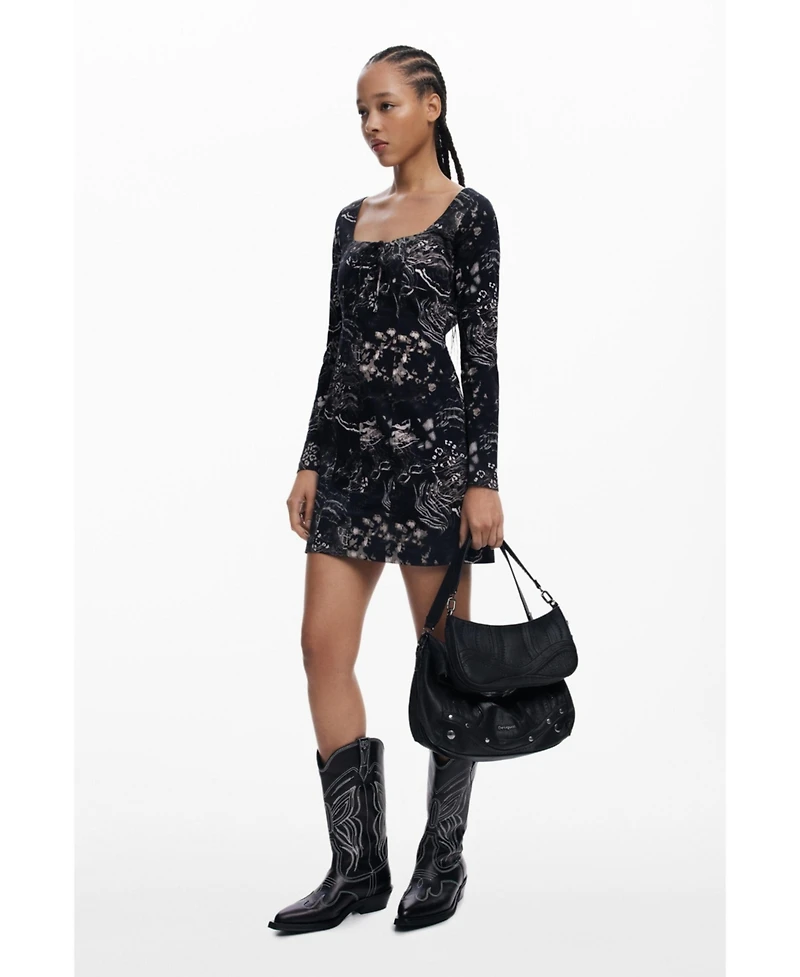 Desigual Women's Short dress with square neckline