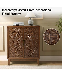 Eusebio Traditional Accent Cabinet with Hidden Drawer and Tapered Legs