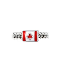 Bling Jewelry Set of 2 Red Enamel Canadian Flag & Maple Leaf Dangle Charm Bead Oxidized Silver