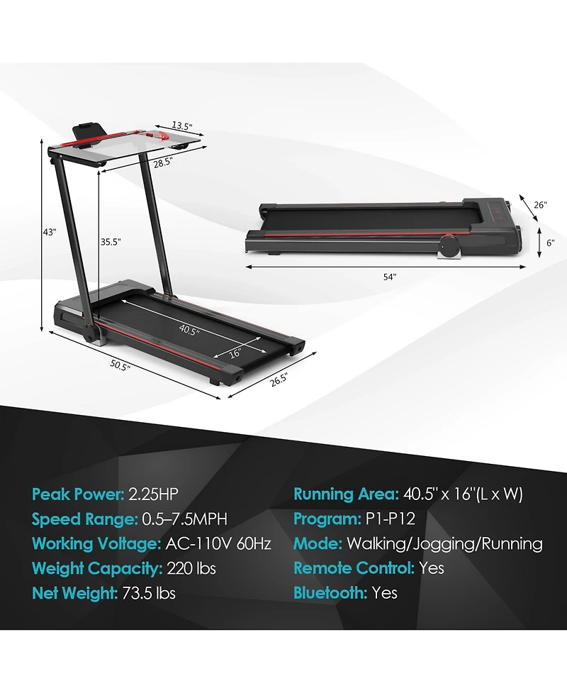 3-in-1 Folding Treadmill with Desk – Lcd Display and Space-Saving Design