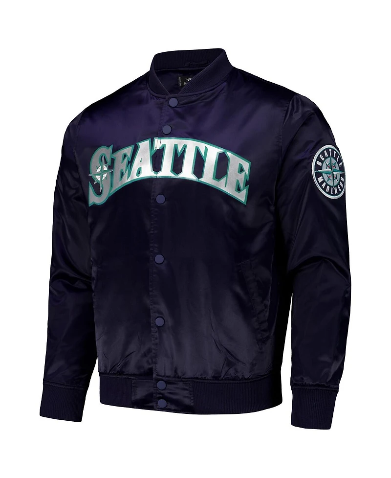 Pro Standard Men's Navy Seattle Mariners Wordmark Satin Full-Snap Jacket