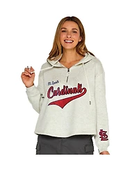 Soft As A Grape Women's Oatmeal St. Louis Cardinals Fleece Quarter-Zip Hoodie
