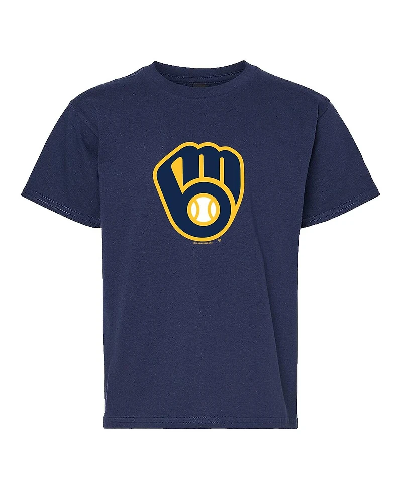 Soft As A Grape Big Boys and Girls 2-Pack Navy/Heather Gray Milwaukee Brewers T-Shirt Set