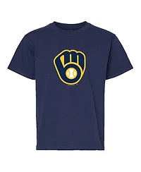 Soft As A Grape Big Boys and Girls 2-Pack Navy/Heather Gray Milwaukee Brewers T-Shirt Set