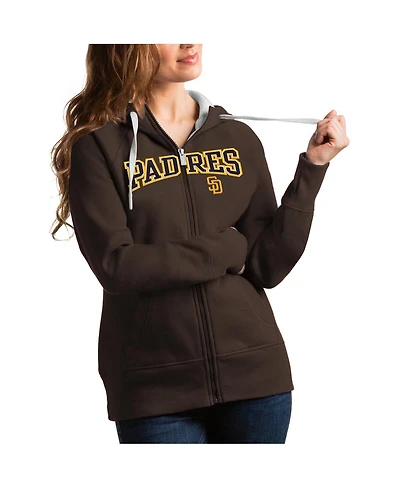 Antigua Women's Brown San Diego Padres Team Logo Victory Full-Zip Hoodie