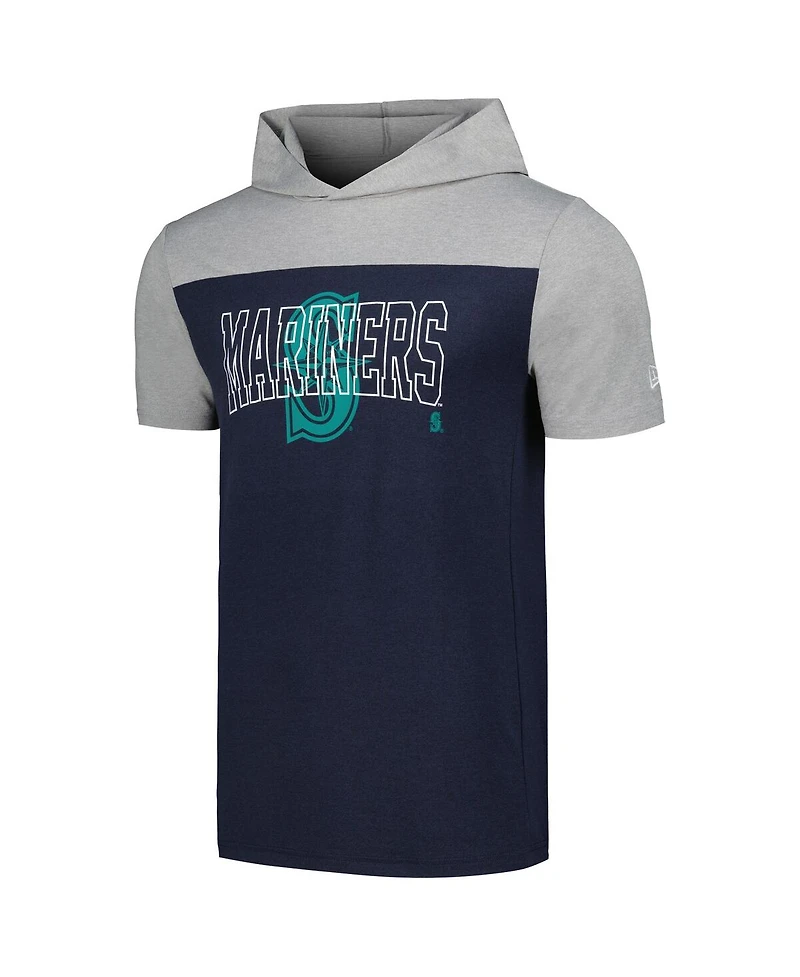 New Era Men's Navy Seattle Mariners Active Brushed Hoodie T-Shirt