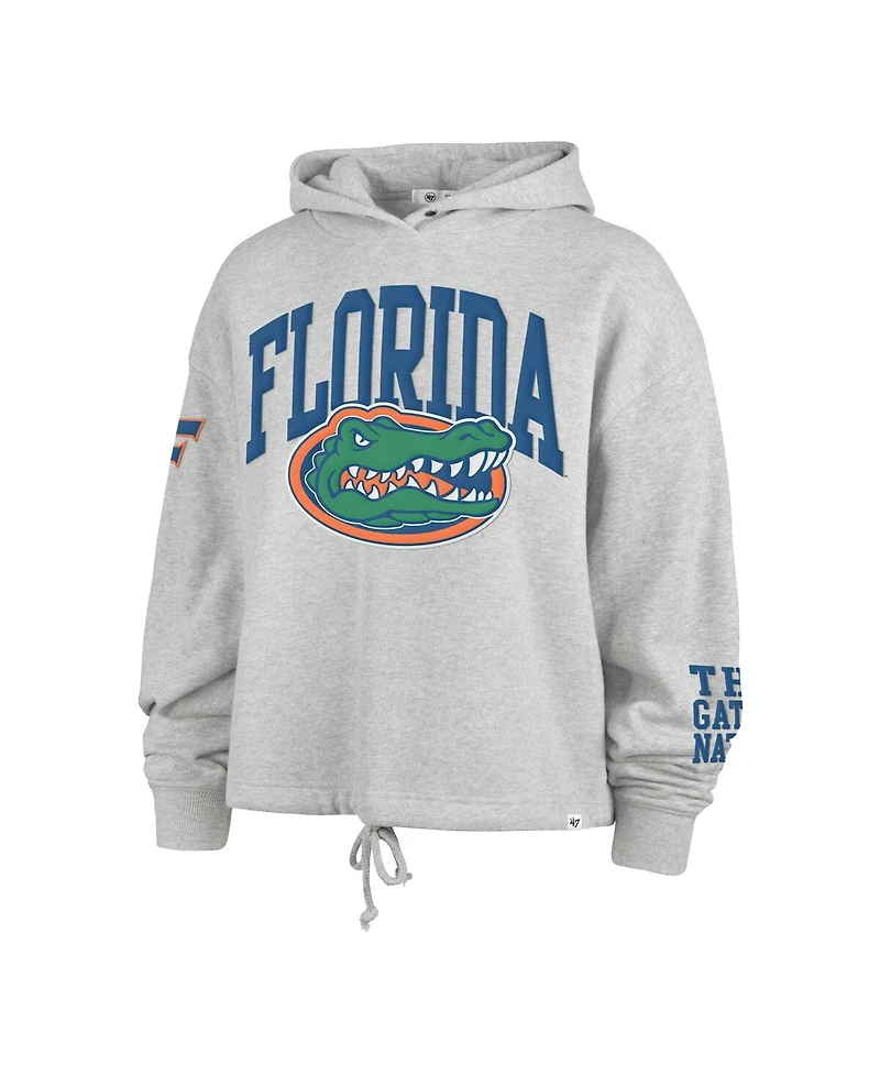 '47 Brand Women's Heather Gray Florida Gators High Hopes Long Sleeve Cropped Hoodie