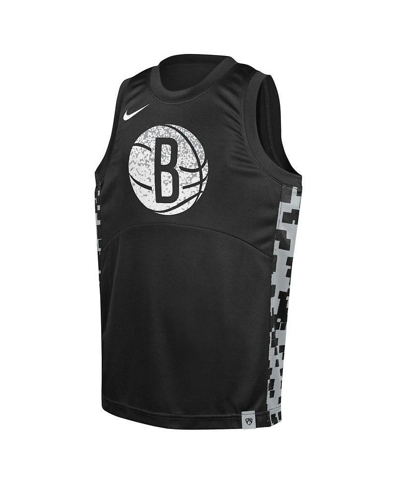 Nike Big Boys and Girls Black Brooklyn Nets Courtside Starting Five Team Jersey