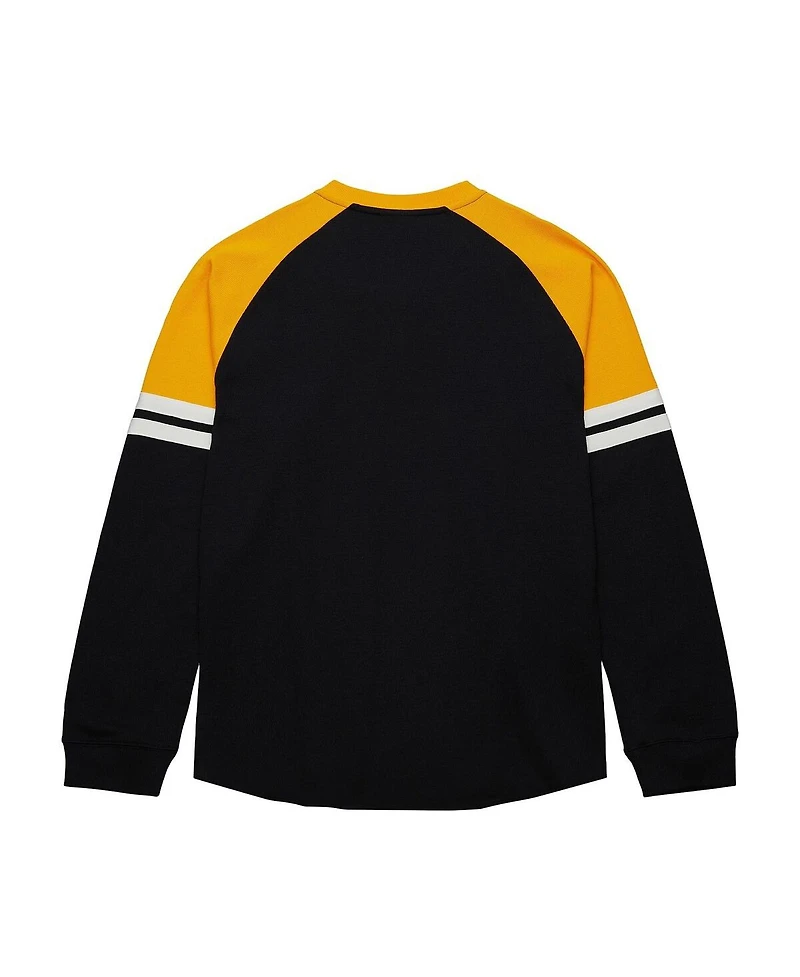 Mitchell & Ness Men's Black Boston Bruins Thermal Henley Long Sleeve T-Shirt