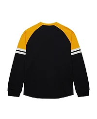 Mitchell & Ness Men's Black Boston Bruins Thermal Henley Long Sleeve T-Shirt