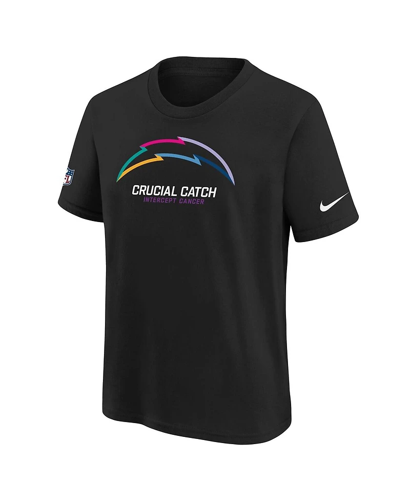 Nike Big Boys and Girls Black Los Angeles Chargers 2024 Nfl Crucial Catch T-Shirt