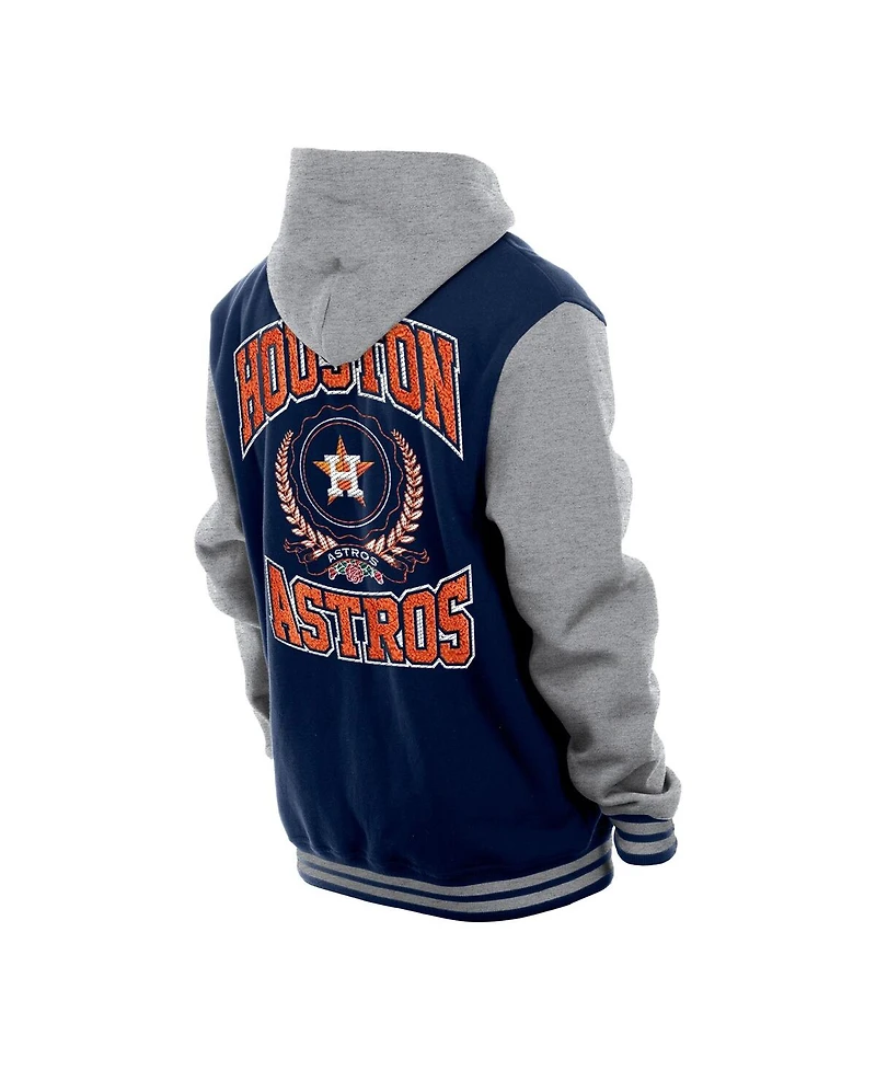 New Era Men's Navy Houston Astros Throwback Prep Full-Snap Hoodie Jacket