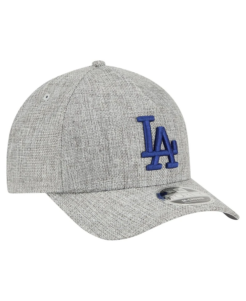 New Era Men's Gray Los Angeles Dodgers Cotton Weave M-Crown A-Frame 9FORTY Adjustable Hat