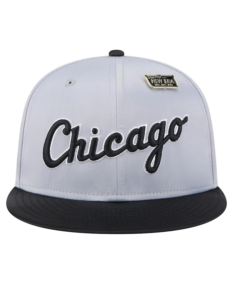New Era Men's Gray/Black Chicago White Sox Satin 59FIFTY Fitted Hat