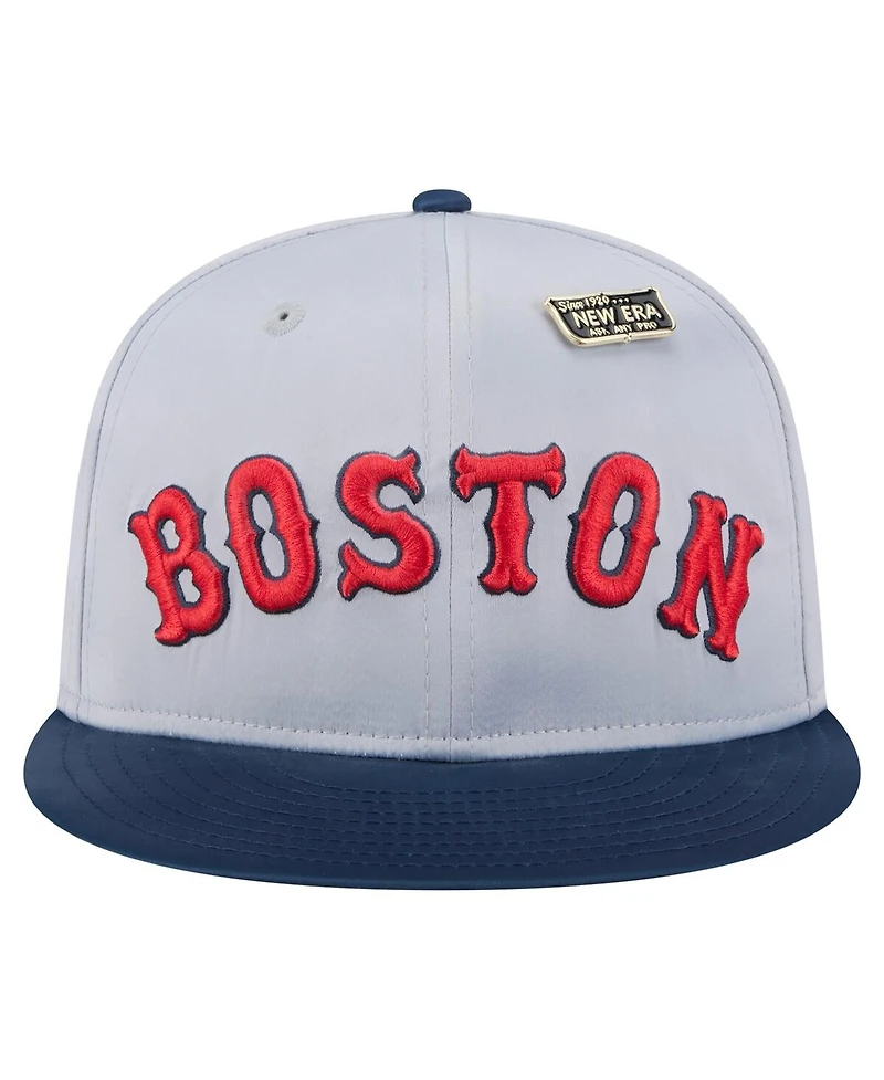 New Era Men's Gray/Navy Boston Red Sox Satin 59FIFTY Fitted Hat