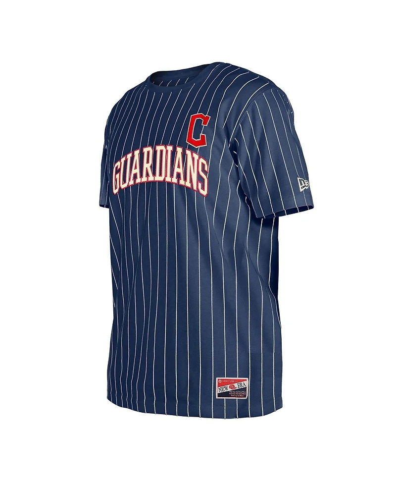 New Era Men's Navy Cleveland Guardians Throwback Pinstripe T-Shirt
