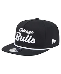 New Era Men's Black Chicago Bulls Team Text Golfer Snapback Hat
