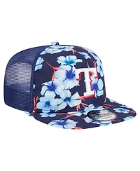 New Era Men's Royal Texas Rangers Adventure Pattern Golfer Trucker Snapback Hat