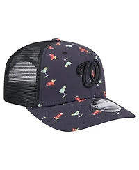 New Era Men's Black Washington Nationals Adventure Drinks Pattern 9SEVENTY Stretch-Snap Hat