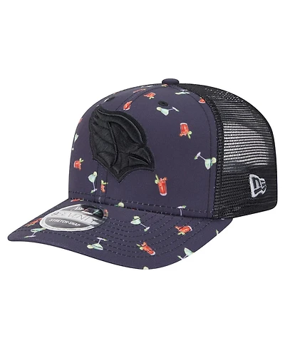 New Era Men's Navy/Black Arizona Cardinals Adventure Drinks Pattern 9SEVENTY Stretch-Snap Hat