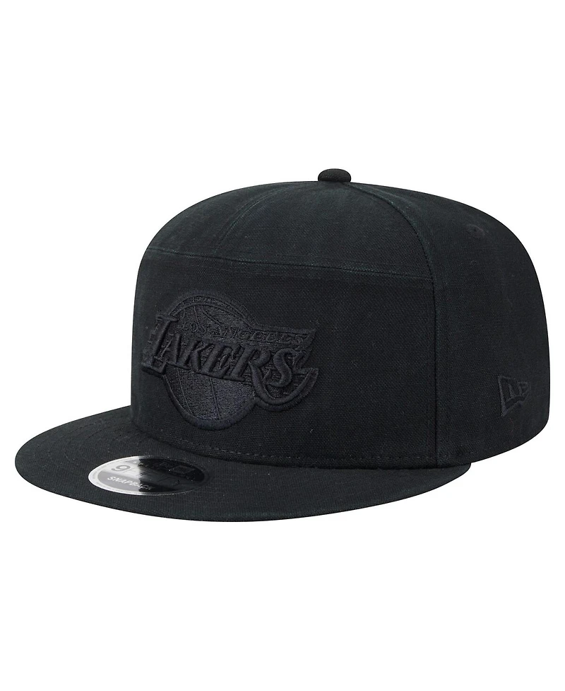 New Era Men's Black Los Angeles Lakers Adventure Canvas Split Panel 9FIFTY Snapback Hat