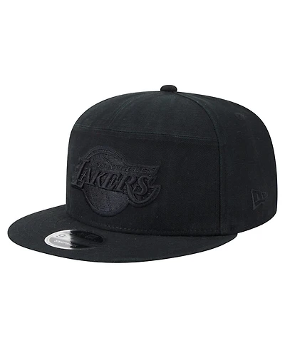 New Era Men's Black Los Angeles Lakers Adventure Canvas Split Panel 9FIFTY Snapback Hat