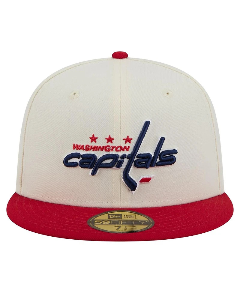 New Era Men's White Washington Capitals Chrome Two-Toned 59FIFTY Fitted Hat