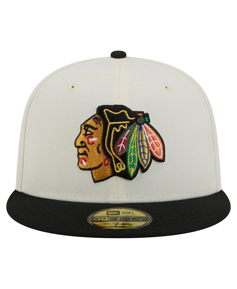 New Era Men's White Chicago Blackhawks Chrome Two-Toned 59FIFTY Fitted Hat