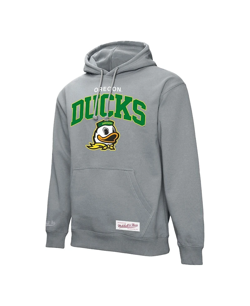 Mitchell & Ness Men's Heather Gray Oregon Ducks Classic Arch Pullover Hoodie