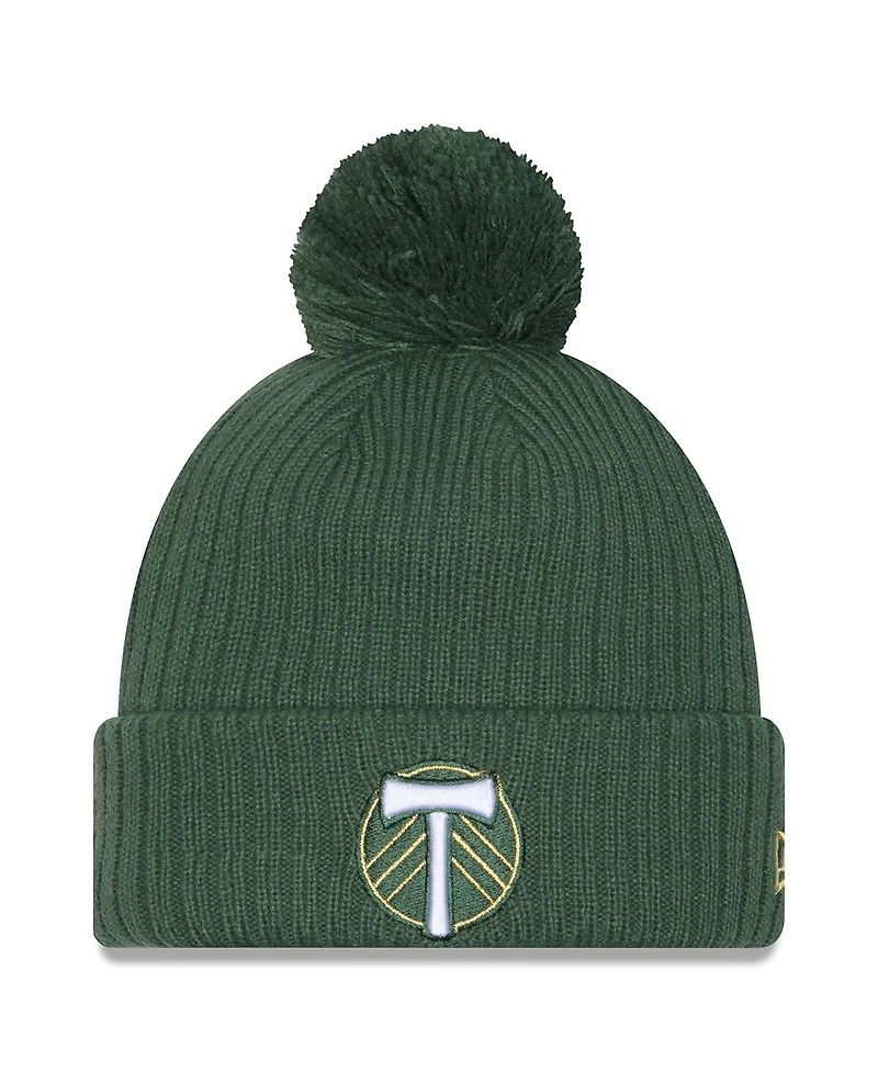 New Era Men's Green Portland Timbers 2025 Jersey Hook Cuffed with Pom Knit Hat