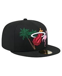 New Era Men's Black Miami Heat State Stitch 59FIFTY Fitted Hat