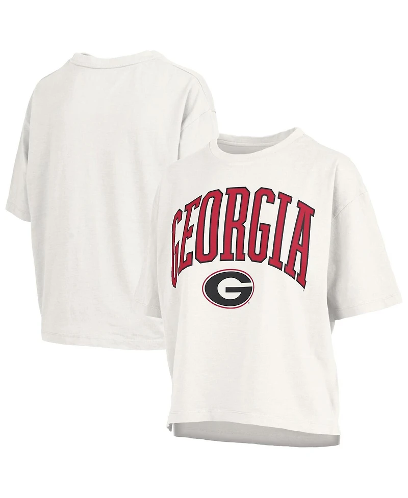Pressbox Women's White Georgia Bulldogs Nelson Arch Over Logo Waist Length Oversized Slub T-Shirt