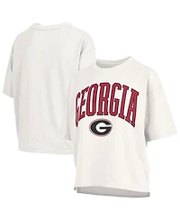 Pressbox Women's White Georgia Bulldogs Nelson Arch Over Logo Waist Length Oversized Slub T-Shirt