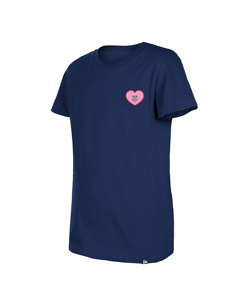 New Era Big Girls Navy Uswnt Bubble Heart T-Shirt