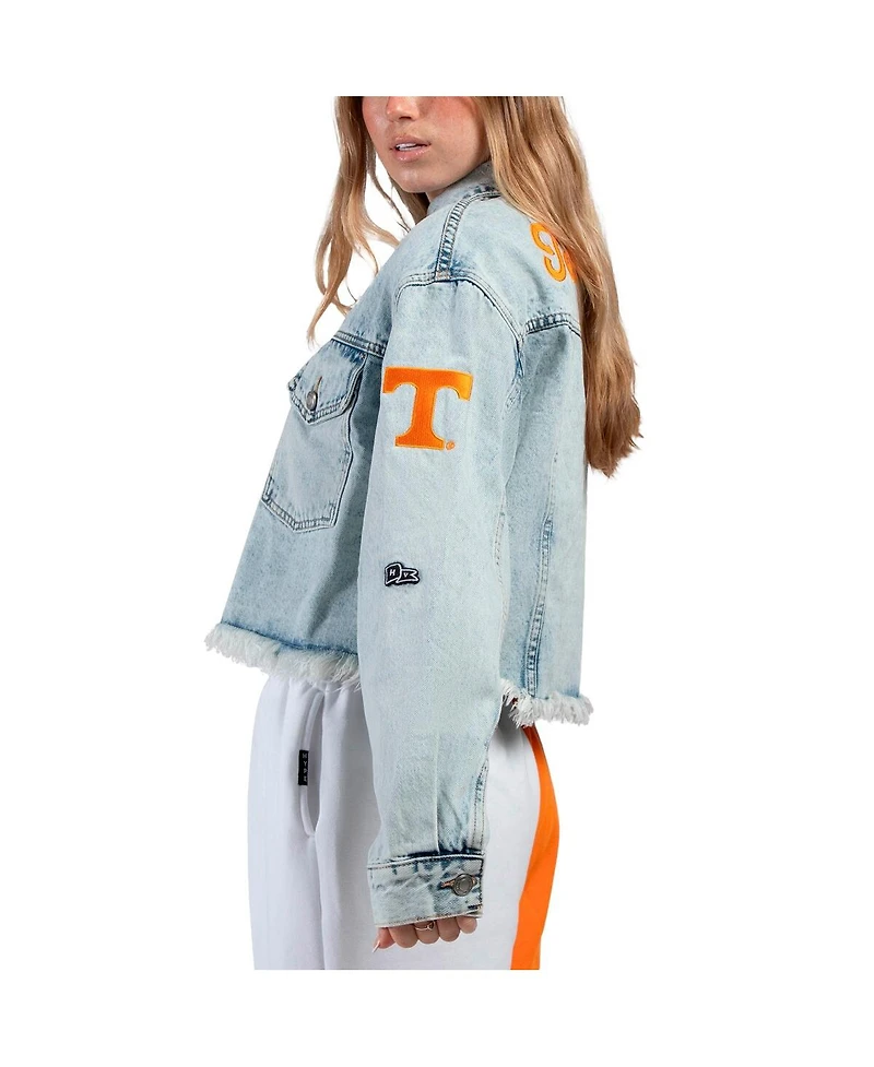 Hype and Vice Women's Denim Tennessee Volunteers Lightwash Full-Button Jean Jacket