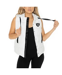 Gameday Couture Women's White Las Vegas Raiders Hooded Full-Snap Puffer Vest