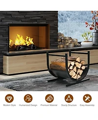 U-Shaped Steel Firewood Rack – Outdoor/Indoor Firewood Storage with Sturdy Frame