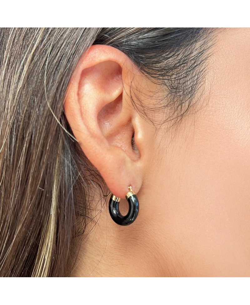 The Lovery Onyx Hoop Earrings 15 millimeters