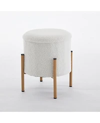 Modern Round Storage Ottoman with Removable Lid and Metal Legs Upholstered Footstool for Living Room Bedroom Entryway No Assembly Needed-The Pop Home