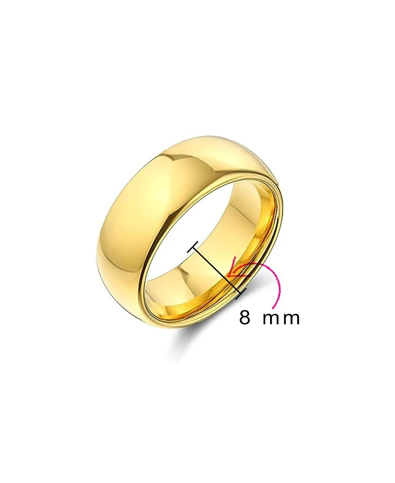 Bling Jewelry Plain Simple Wide Dome Silver Black Gold Plated Titanium Band Ring Comfort Fit 8MM