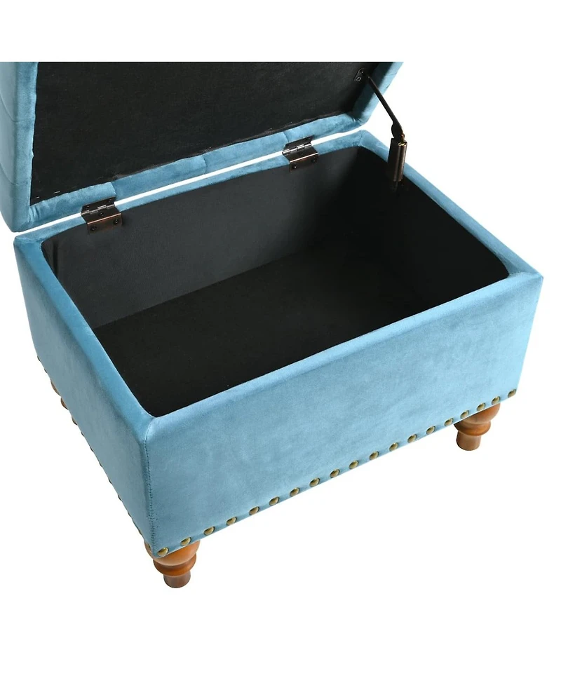 Upholstered Tufted Ottoman with Storage Nailhead Trim Bench Footstool for Living Room Bedroom Entryway Multi Purpose Easy Assembly-The Pop Home