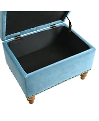 Upholstered Tufted Ottoman with Storage Nailhead Trim Bench Footstool for Living Room Bedroom Entryway Multi Purpose Easy Assembly-The Pop Home