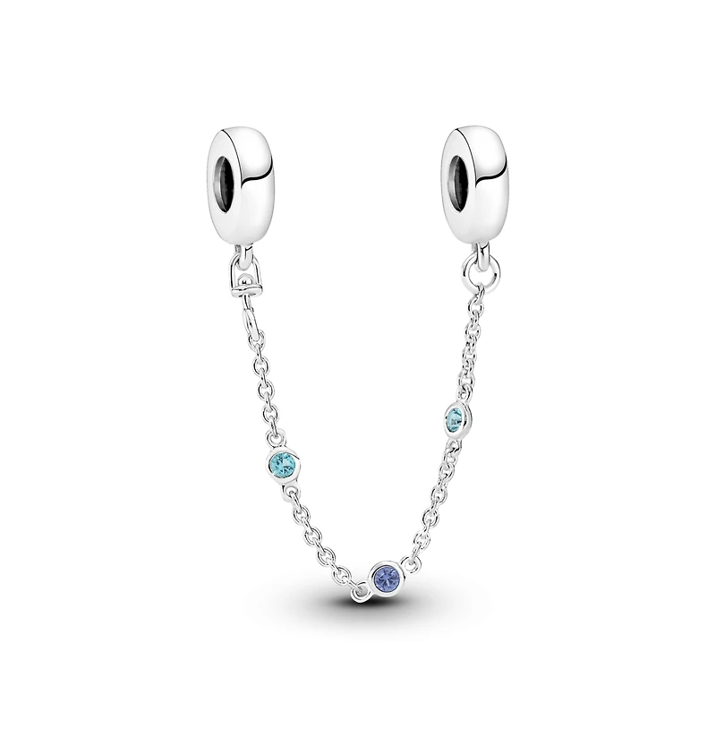 Pandora Triple Blue Stone Safety Chain Charms