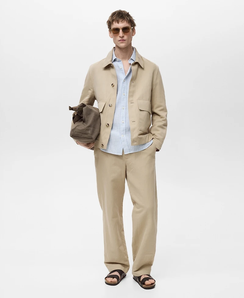 Mango Men's Regular-Fit Linen Pants