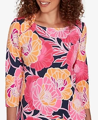 Ruby Rd. Petite Bold Poppies Envelope Neck Top