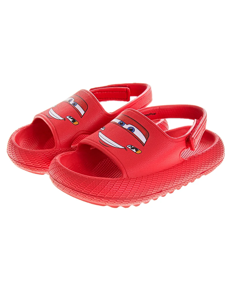 Disney Toddler Boys Cars Lightning McQueen Hook and Loop Backstrap Slides