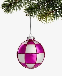Holiday Lane Merry Magic Pink Checkered Ball Ornament, Macy's Exclusive