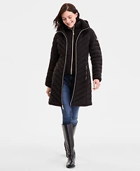 Michael Kors Petite Hooded Bibbed Puffer Coat
