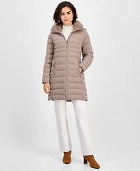 Michael Kors Petite Faux-Fur-Collar Hooded Packable Puffer Coat
